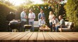 © MarufIslam - A group of people gathered in a backyard with a wooden table in the foreground