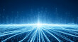 © Arman Visuals - Abstract digital energy explosion with glowing blue light streams and particles radiating from a central point symbolizing data transmission information convergence and technological advancement