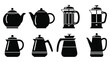 © Nurunnar - Collection of teapots and coffee makers in black silhouette