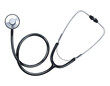 © SJB studio - A black stethoscope with silver accents, depicted in a watercolor illutrastion transparent background
