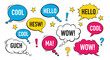 © Bulan - colorful comic speech bubbles with hello cool wow