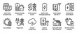 © Vladislav - Collection of black line icons representing solar energy systems, battery storage, and renewable power concepts for home and grid use, including panels, inverters, and charging symbols