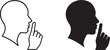 © Creative World 2.0 - Quiet zone sign with shushing silence icon, black silhouette and outline vector.