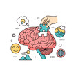 © Kai_ - Human Brain Puzzle Piece Illustration with Emotions and Ideas.
