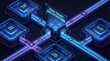 © Banteng - Futuristic zero trust architecture network infrastructure visualized with neon blue glowing pathways and nodes on a dark background