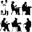 © stock - A collection of silhouettes depicting diverse everyday activities including working studying and dining