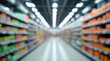 © JMour - blurred supermarket aisle interior and wide angle perspective and symmetrical composition