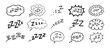 © Yanka - Zzz Zzzz bed sleep snore sound bubble set, snooze nap Z sound icon cloud set. Sleepy Zzz doodle hand drawn line icons