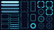 © Riya - Assortment of futuristic glowing blue geometric shapes on a dark background