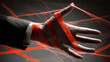 © Chaiwit - Red tape wrapped around hand symbolizes government shutdown with editorial use concept of restriction and control