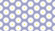 © Riva - Seamless White Daisy  Wildflower Pattern, Retro Floral Vector Background.