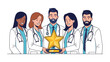 © Rokaiya - Healthcare Heroes: A compassionate group of medical professionals proudly displays a golden star, a symbol of their dedication and commitment to providing exceptional care.