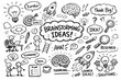 © Bohdan - Brainstorming ideas concept with doodles of lightbulbs, rockets, and thought bubbles
