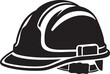 © Mohamed Mostafa - Black and white silhouette of a protective construction hard hat displays safety features for industrial work environments.