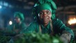 © svastix - A focused woman gathers freshly harvested tea leaves in a rustic setting, highlighting her dedication and connection to nature through her expressive demeanor.