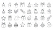 © Dolar - Christmas Icons: Hand-drawn festive symbols for holiday design, gifts, candles, stars, snowflakes