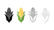 © gunzexx png and bg - corn icon , different style flat icon set. Line, solid and filled outline colorful icon , vector sign and symbol