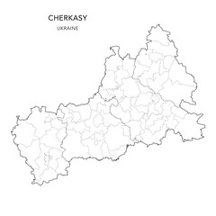  Vector Map of Cherkasy Oblast with Administrative Subdivisions of Raions (Districts), Hromadas (Communities), and Urban Raions (City Districts) of Cherkasy - Ukraine 2026