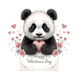 Cute Valentine Panda Sticker Illustration