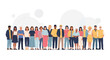 © AgnaPutri - A diverse group of men and women of various ages and ethnicities standing together in a line, depicted in a flat illustration style.