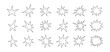 © Elena Pimukova - Irregular star shape line icons set. Abstract starburst symbol. Comic burst sticker. Graphic line design collage element. Spiky cartoon figure. Vector illustration isolated on white background.