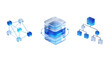 © Nadhif - 3D Glassmorphism Cloud Infrastructure and Data Flow Icon Set, Blue Frosted Glass Server and Network Node Symbols