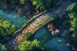 © Taras - Stone bridge over water for DND map. Green foliage and rocks create game scene. Perfect for fantasy role play design.