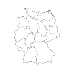  Germany Map White Silhouette with Detailed Regions – Editable Layered EPS | Germany Outline Vector