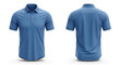 © haris - Front and back view of a plain blue short-sleeved polo shirt on a white background, perfect for casual wear or sports.
