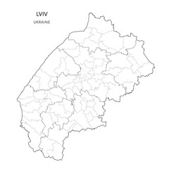 Naklejka na meble Vector Map of Lviv Oblast with Administrative Subdivisions of Raions (Districts), Hromadas (Communities) and Urban Raions (City Districts) of Lviv - Ukraine 2026