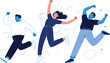 © Majnur - Cheerful group of people jumping and celebrating success, vector illustration for motivation