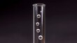 © Thares2020 - Small air bubbles ascend vertically within a clear glass laboratory test tube against a dark subtle background