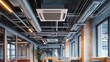© Ilja - Chic Office Interior with Modern Furniture, Cassette Air Conditioner, and Unique Ceiling Design