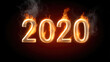 © visoot - Fiery glowing 2020 number with smoke effect, dramatic burning style on black background, intense energy and heat concept