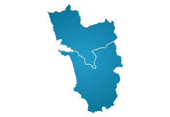 Naklejka na meble Goa Map, India map on isolated white background. High quality coloured map of Goa.