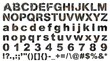 © ckybe - font alphabet in urban stencil style from a to z numbers punctuation isolated on white background
