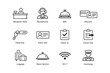 © Cali6ro - Hotel services icons: reception, bell, keycard, luggage, wi-fi, concierge