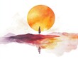 © MAGNIFIER - Watercolor poetic data visualization with charts becoming landscape sunrise circles balance analytics humanity calm editorial illustration