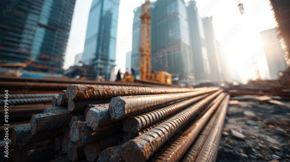 High Rise Column Rebar Steel rebar reinforcing bars at a high rise construction site Stock ...