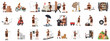 © Sabiqul - Comprehensive set of delivery and logistics workers illustrating various tasks like parcel handling, transportation, and customer service.