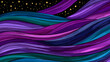 © ninakosh - Colorful waves move across a dark background filled with stars, showing a sense of depth and flow in the design, created with bright and smooth lines