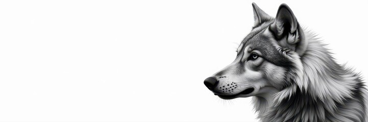  Monochromatic study of wolf's head, showcasing intricate fur detail , wolf, grey