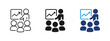 © Chelpanoff - Business presentation icon with speaker and audience in front of chart. Symbol of meeting, training, conference, team communication, corporate education, leadership and strategic growth discussion.