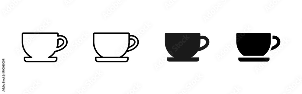 Coffee cup icon in outline and solid styles. Suitable for cafe and ...