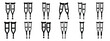 © SreeRaton - Minimalist black silhouette icon set of a crutches . simple black flat vector style for medical and fitness icons concept.