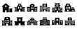 © SreeRaton - Minimalist black silhouette icon set of a hospital building . simple black flat vector style for medical and fitness icons concept.