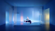 © Lustre Art Group  - Clean composition breakdancer posing among translucent panels. Concept of architectural abstraction, fashion performance visuals, modern design concepts, and creative branding projects.
