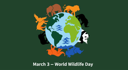  Vibrant animals surround the globe on World Wildlife Day