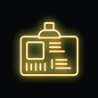 © ylivdesign - Yellow neon icon of an id card glowing on a black background