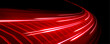 © MEDUZA - Red neon waves flow along a dark urban street. Motion streaks pulse with dynamic energy, showing rapid motion. Futuristic vector illustration with glowing lines.